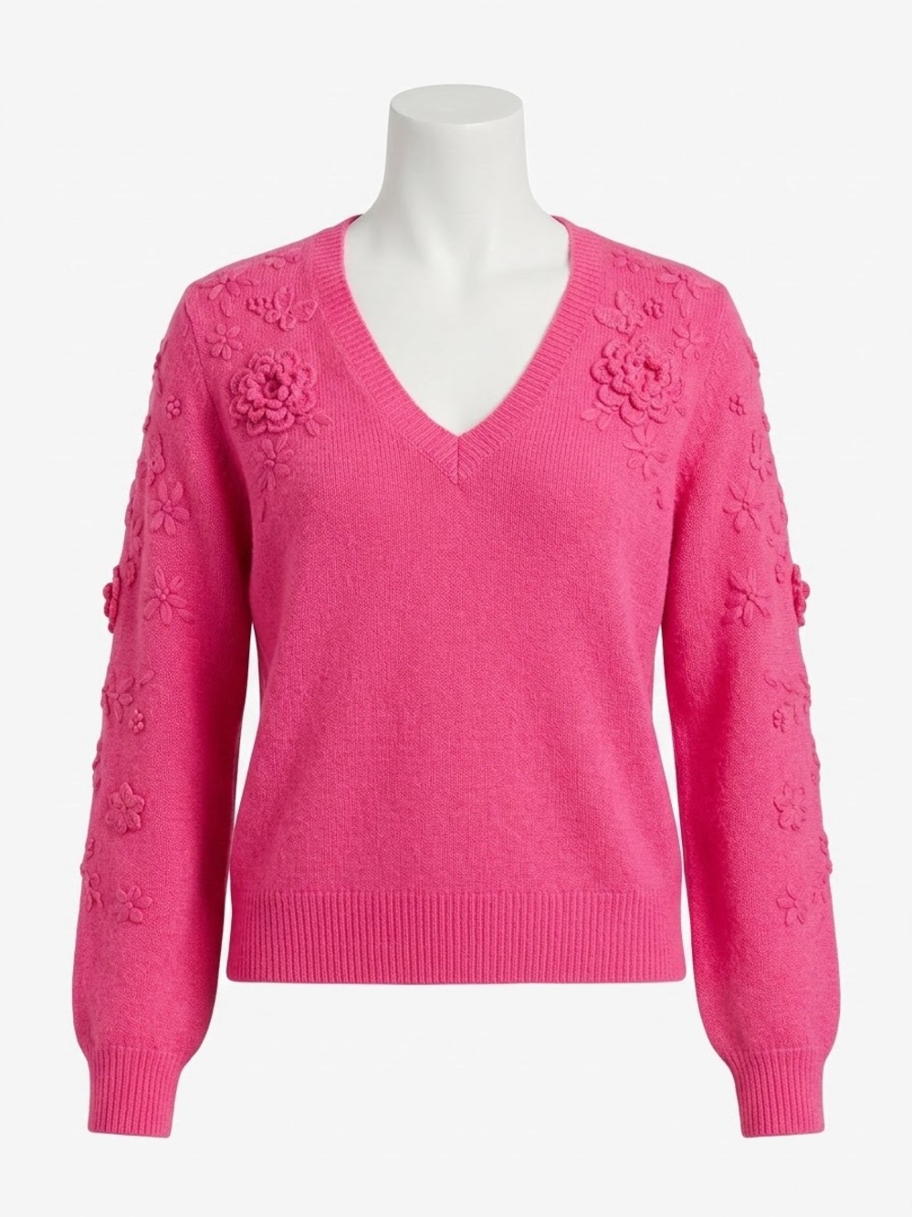 Lilly Pulitzer Hot Pink Alayla Floral Knit V-Neck Sweater Pink - NWOT